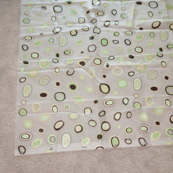 70" x 70" Shower Curtain and Doodle Curtain Liner, Retro Polka Dot, Green, Brown - Picture 3 of 12